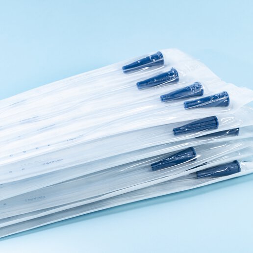 Packaged catheters ready for use