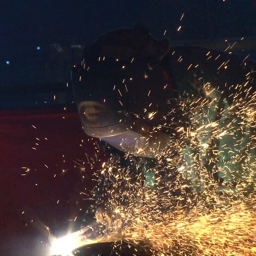 Welding sparks.