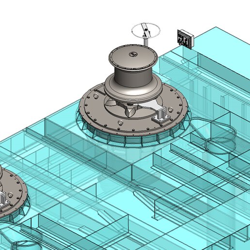 Engineering design of the Jered Electric Anchor Windlass within the ship.