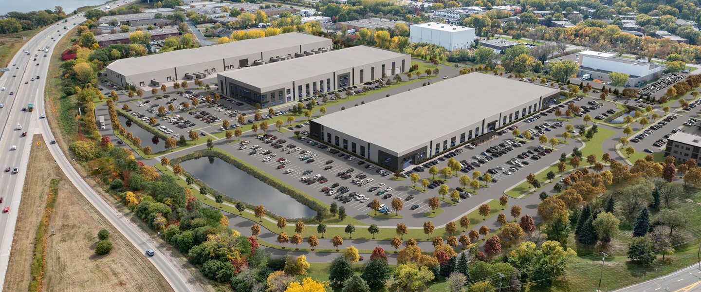 Render of aerial view of new PAR Systems building