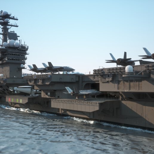 Military jets on aircraft carrier