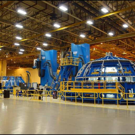 Two large friction str welding machine for vertical and circumferential welds.