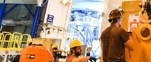 Bridge Crane at NASA being secured to critical space launch vehicle load