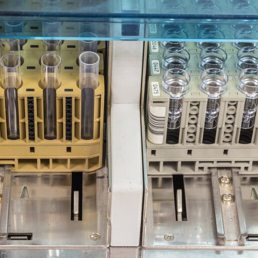 diagnostics vials waiting to be filled with samples