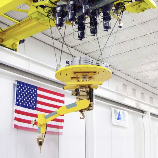 TensileTruss system showing the platform, wire ropes, and hoists.