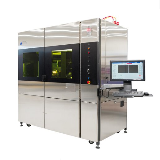 Full depiction of cabinet-style laser welding machine. 