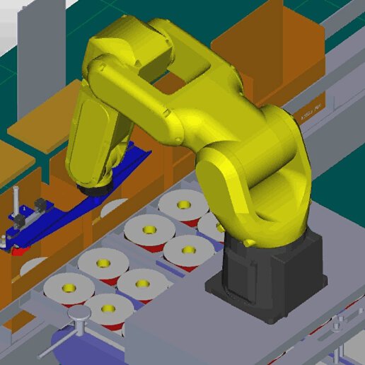 3D rendering of palletizing system.